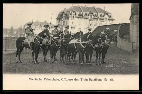 AK Frankfurt A. M., Reiterfest im Hippodrom, Vierfache Fahrschule, Offiziere des Train-Bataillons Nr. 18