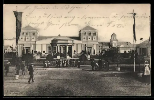 AK Crefeld, Gewerbe-, Industrie- und Kunstausstellung 1911, Blick zur Gewerbehalle