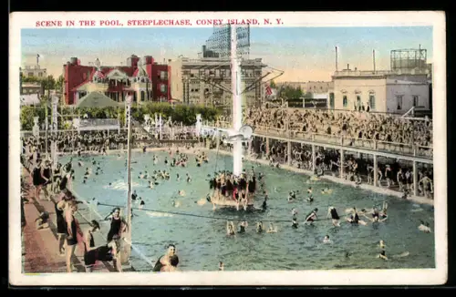 AK Coney Island, N.Y., Scene in the pool, Steeplechase