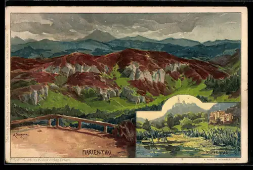 Künstler-AK Albert Stagura: Eisenach, Reuter Villa, Blick ins Marien-Thal