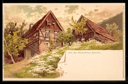 Künstler-AK Meissner & Buch (M&B) Nr.6: Landhäuser aus der Sächsischen Schweiz