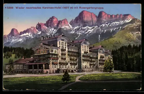 AK Karersee, Hotel mit Rosengartengruppe
