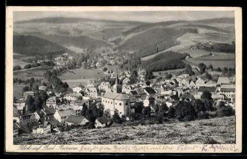 AK Bad Reinerz, Ortsansicht vom Berg aus