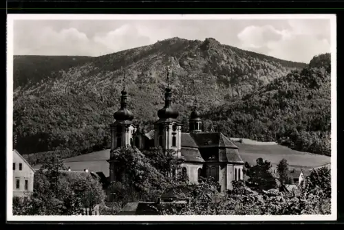AK Haindorf-Hejnice, Blick zur Klosterkirche