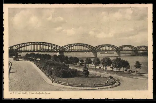 AK Warschau-Warszawa, Ansicht der Eisenbahnbrücke