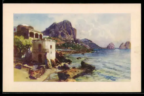 Künstler-AK Capri, Marina piccola e i Faraglioni