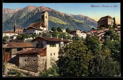 AK Merano, Teilansicht mit Kirche
