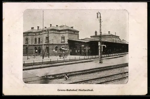 AK Herbesthal, verlassener Grenz-Bahnhof