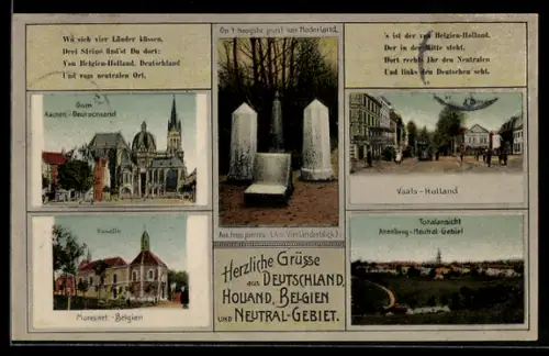 AK Moresnet, Vierländerblick mit Vaals, Aachen und Altenberg, Grenze