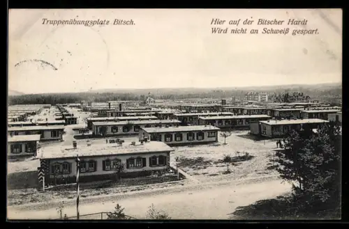 AK Bitsch, Truppenübungsplatz aus der Vogelschau