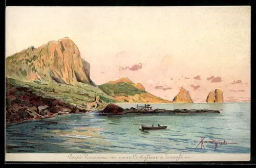 Künstler-AK Capri, Uferpanorama
