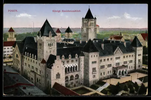 AK Posen / Poznan, Blick zum Königl. Residenzschloss