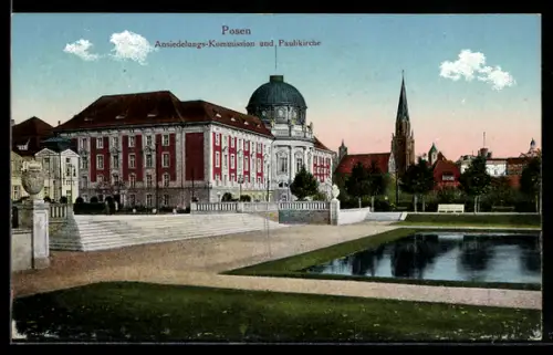 AK Posen / Poznan, Ansiedlungskommission u. Paulikirche