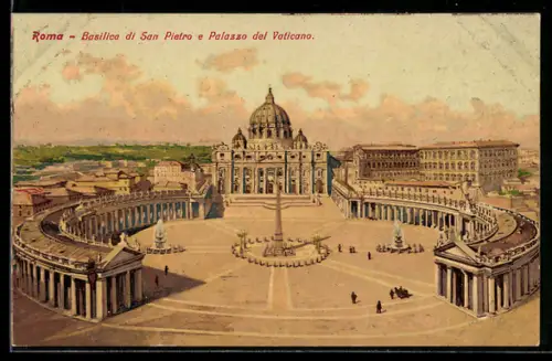 Künstler-AK Città del Vaticano, Basilica di San Pietro e Palazzo del Vaticano