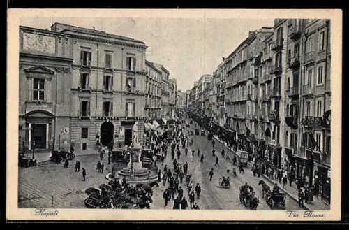 AK Napoli, Via Roma mit Geschäften
