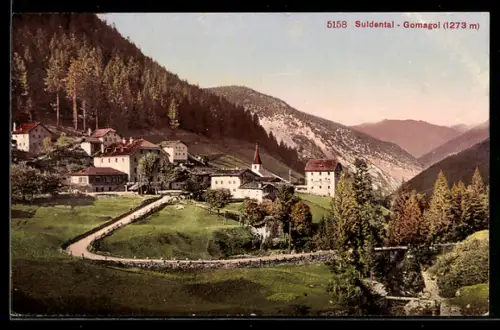 AK Gomagoi, Blick zum Dorf im Suldental