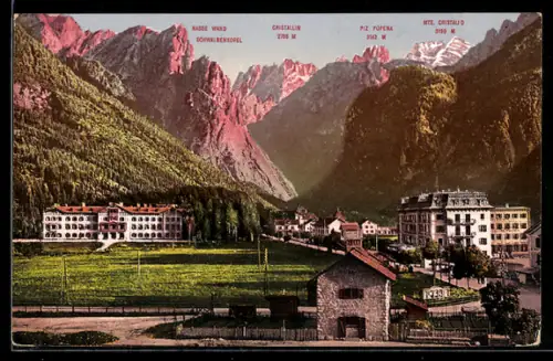 AK Neu-Toblach / Dobbiaco, Ortsansicht mit Nasse Wand u. Piz Popena