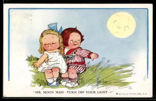 Künstler-AK sign. Wiedersheim: Paar sitzt zusammen im Gras