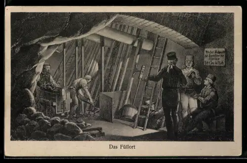 AK Das Füllort, Bergleute im Stollen