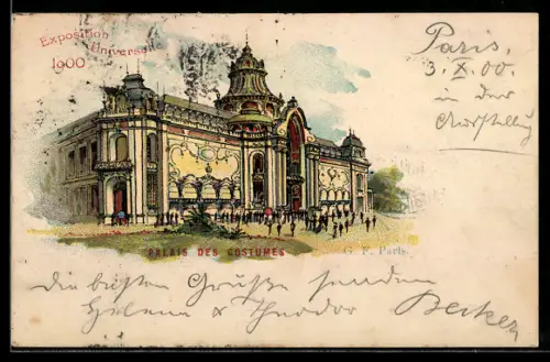 Lithographie Paris, Exposition universelle de 1900, Palais des Costumes