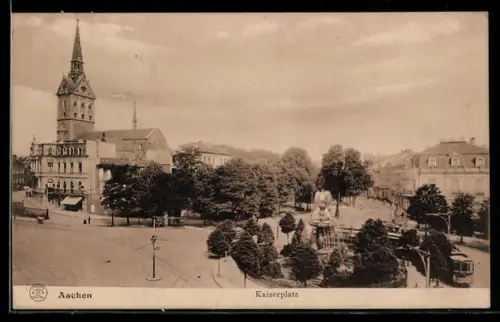 AK Aachen, Kaiserplatz aus der Vogelschau