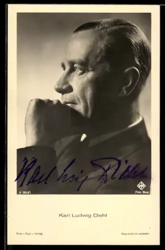 AK Schauspieler Karl Ludwig Diehl, Profil, Autograph