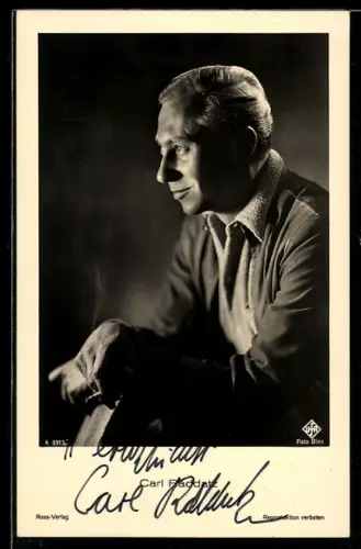 AK Schauspieler Carl Raddatz, Profil, Autograph