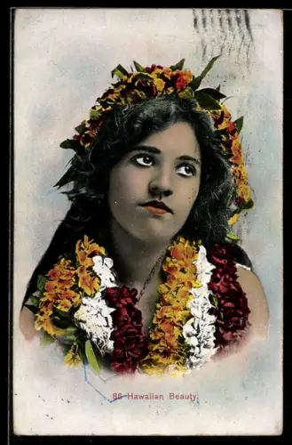 AK Hawaii, HI, Island Beauty, Hawaiianerin mit Blumenschmuck