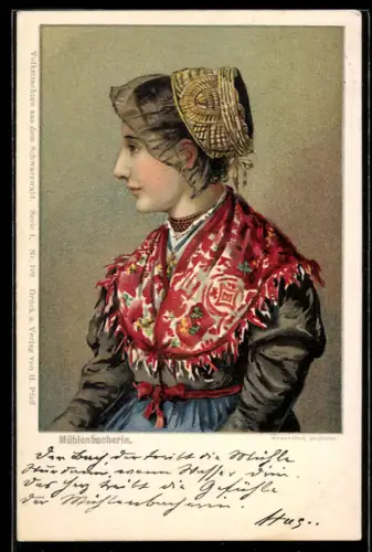 AK Mühlenbacherin in Schwarzwälder Tracht