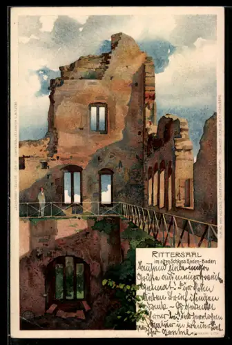 Künstler-AK K. Mutter: Baden-Baden, altes Schloss, Rittersaal