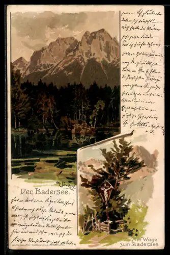 Künstler-AK Otto Strützel: Grainau, Am Wege zum Badersee