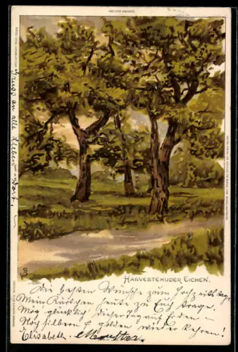 Künstler-AK Carl Biese: Hamburg-Harvestehude, Idylle mit Eichen