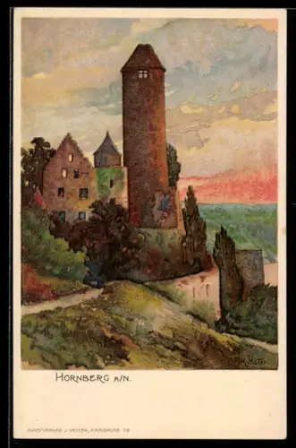 Künstler-AK Karl Mutter: Hornberg a. N., Teilansicht mit Turm