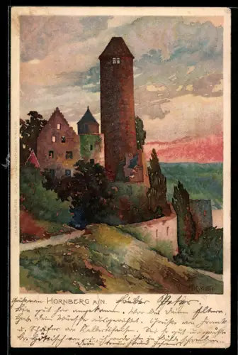 Künstler-AK Karl Mutter: Hornberg a. N., Teilansicht mit Turm