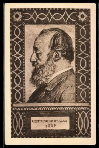 AK Dichter Gottfried Keller, 1889