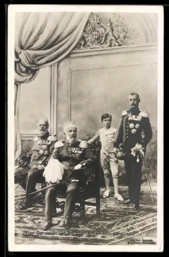 AK Vier Generationen des bayerischen Königshauses, König Ludwig III., Luitpold & Rupprecht