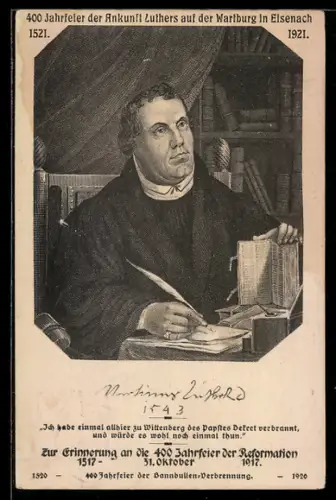 AK Martin Luther im Arbeitszimmer beim übersetzen der Bibel