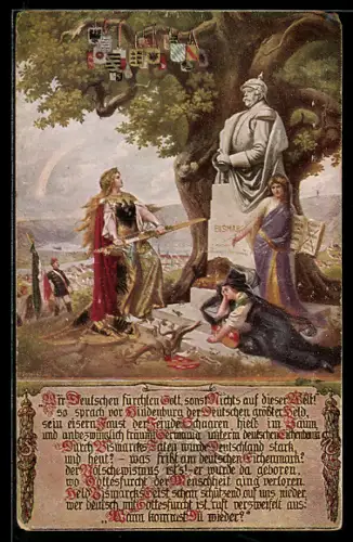 AK Siegreiche Germania am Bismarck-Denkmal, Wappen