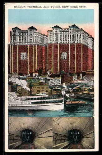 AK New York, Hudson Terminal and Tubes, U-Bahn-Tunnel unter dem Hudson River