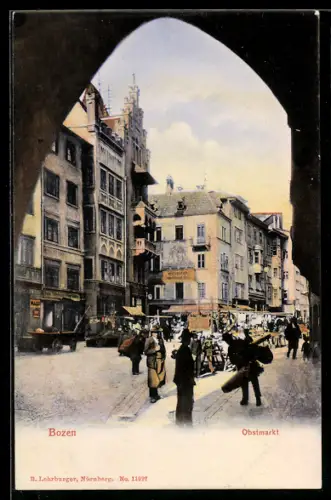 AK Bozen, Strassenpartie am Obstmarkt