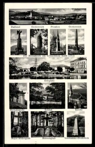 AK Kulm, Denkmäler am Schlachtfeld bei Kulm, 30.8.1813