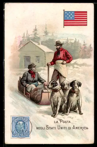 Lithographie La Posta negli Stati Uniti di America, Briefmarke