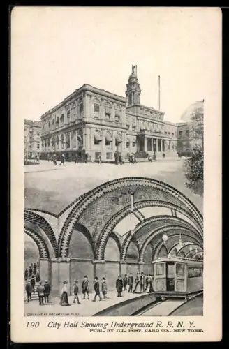 AK New York, NY, City Hall Showing Underground R.R.N.Y.