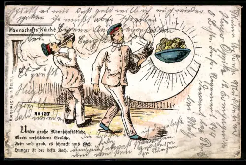 AK Soldaten holen sich ihr Essen