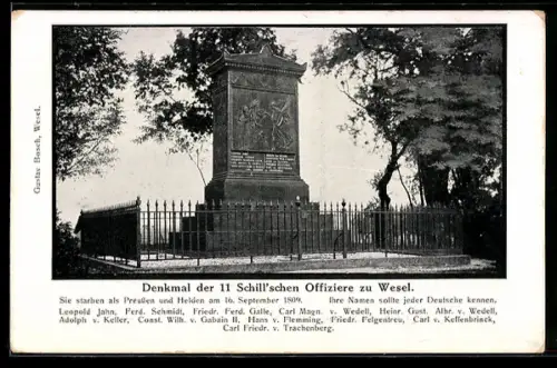 AK Wesel / Rhein, Denkmal der 11 Schill`schen Offiziere