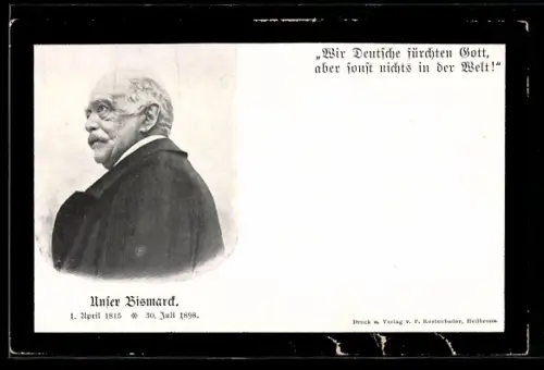 AK Unser Bismarck, Wir Deutsche fürchten Gott..., Trauerrand