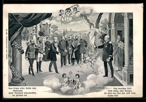 AK Ankunft von Bismarck im Himmel