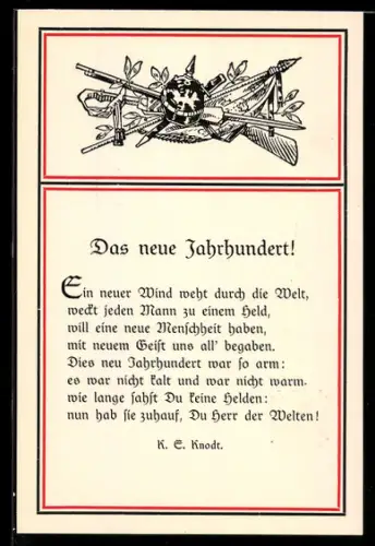 AK Gedicht Das neue Jahrhundert von K. E. Knodt