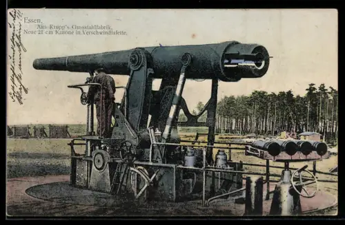 AK Essen, 21cm Kanone aus Krupp`s Gussstahlfabrik