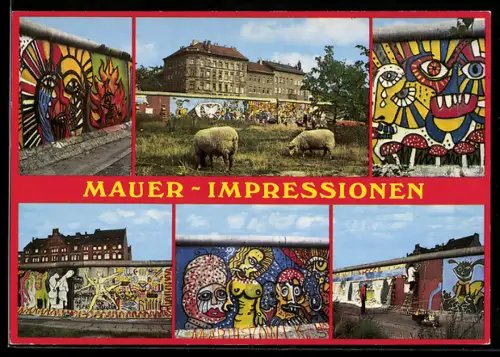 AK Berlin, Verschiedene Partien an der Berliner Mauer, deutsch-deutsche Grenze